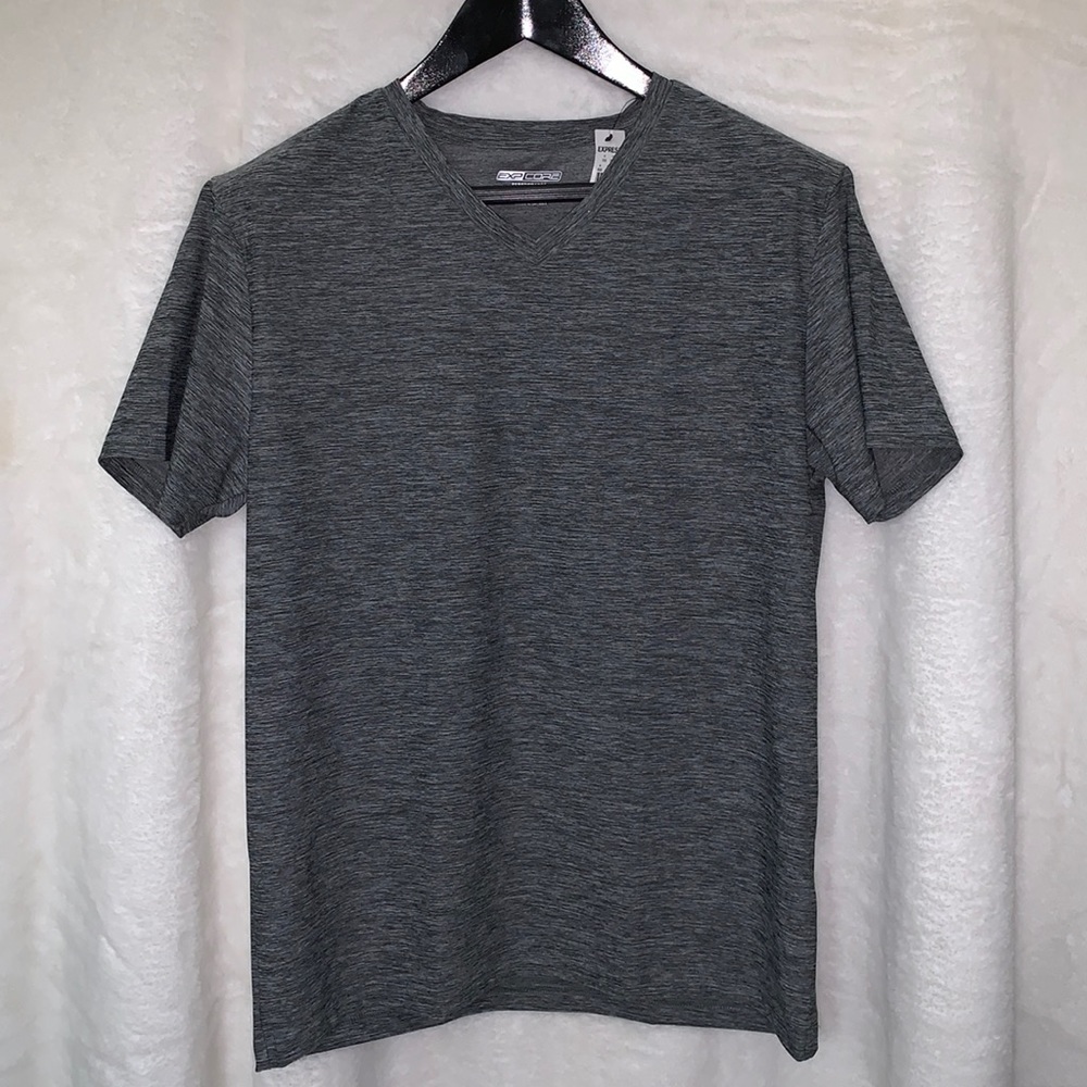 Express Men’s EXP CORE PERFORMANCE V-Neck Shirt Sz Large Heather Gray New W/Tags